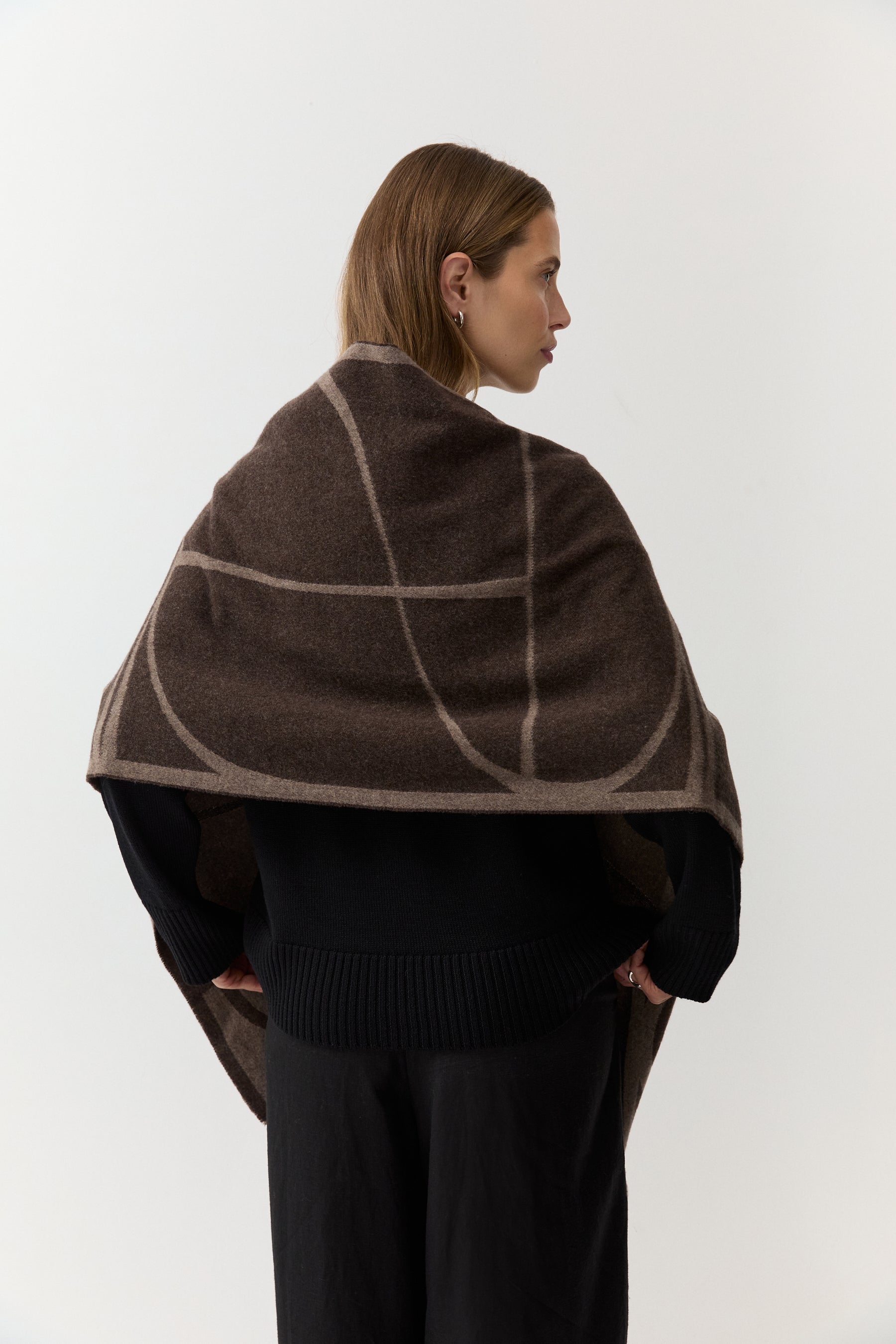 Woven Scarf Monogram Jacquard Brown Melange