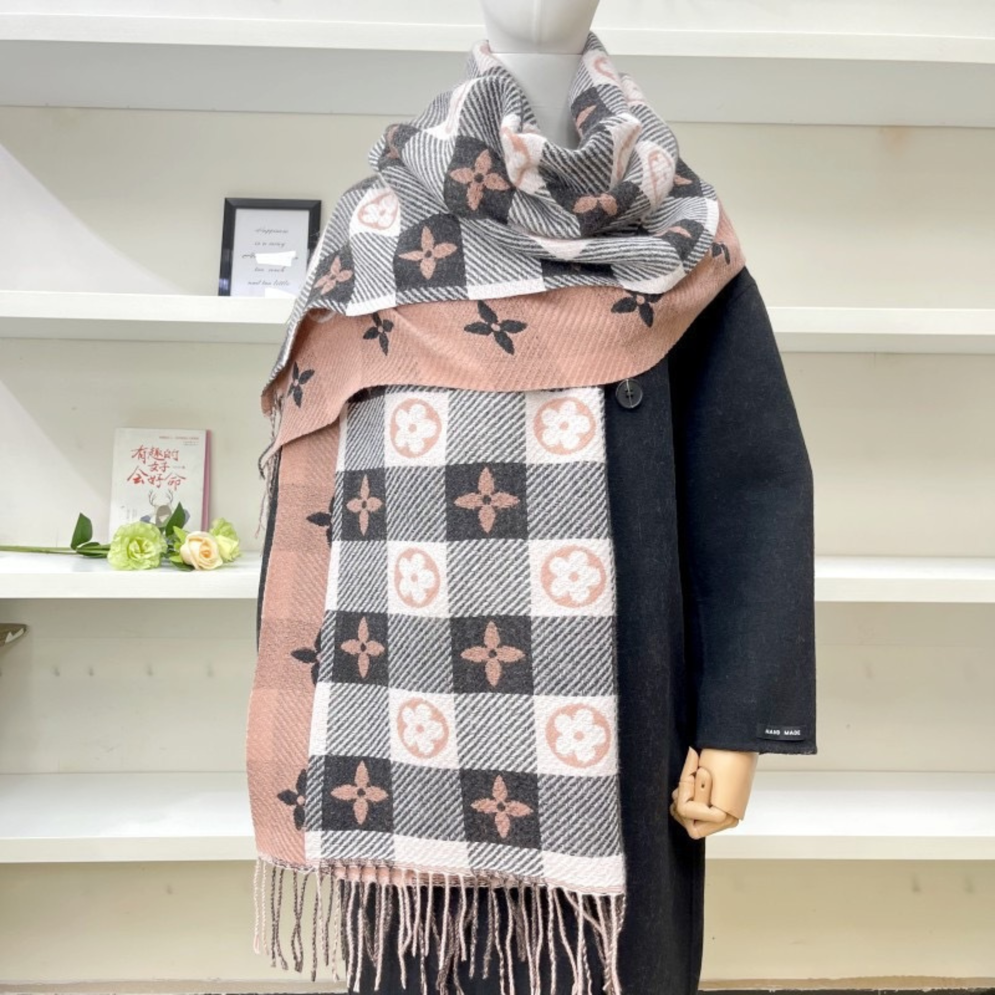 Julie - Comfy Warm Plaid Double Side Tassel Scarf