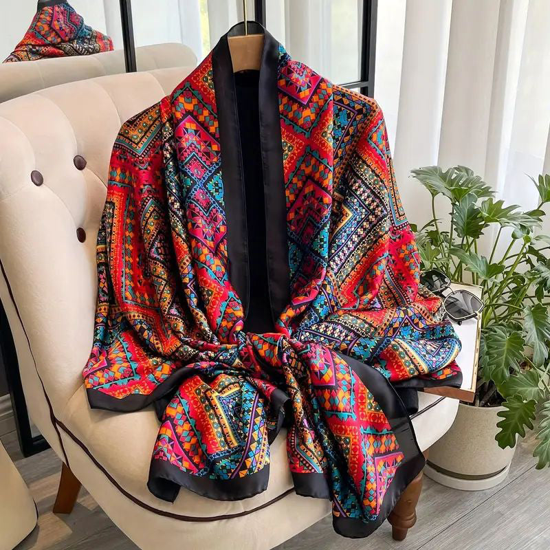Georgiana - Vintage Scarf with Geometric Print