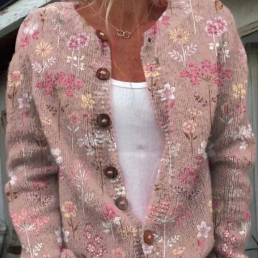 Irene - Elegant Cardigan with Floral Print