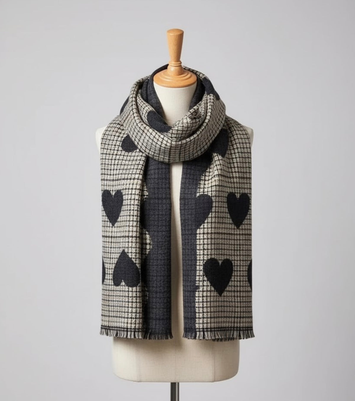 Jasmin - Comfy Warm Plaid Double Side Tassel Scarf