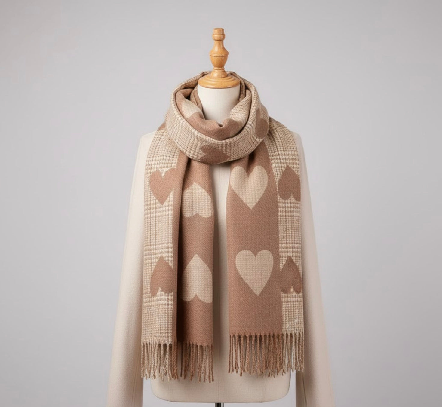 Amelie - Comfy Warm Plaid Double Side Tassel Scarf