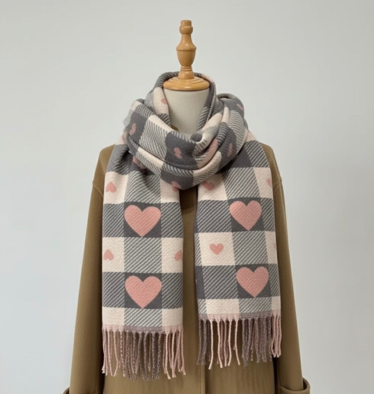 Lola - Comfy Warm Plaid Double Side Tassel Scarf