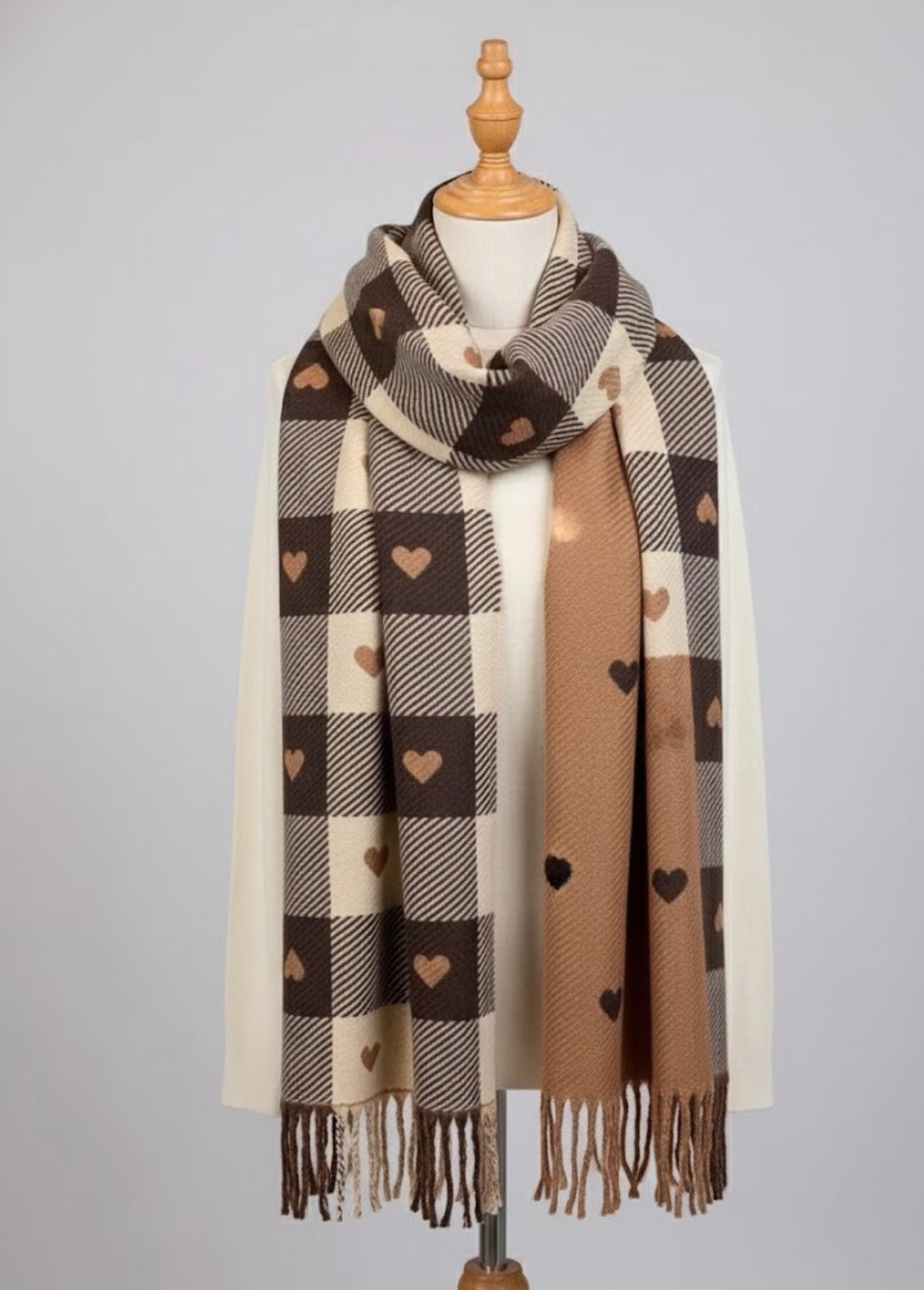 Lola - Comfy Warm Plaid Double Side Tassel Scarf