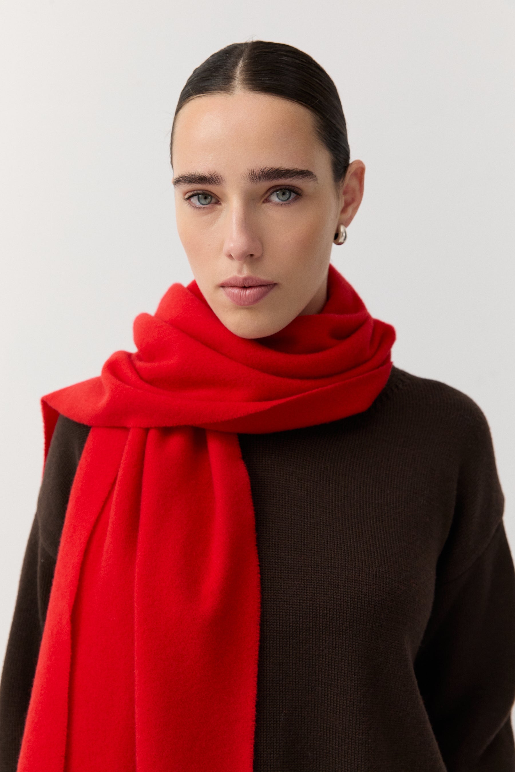 Woven Scarf Merino Bright Red