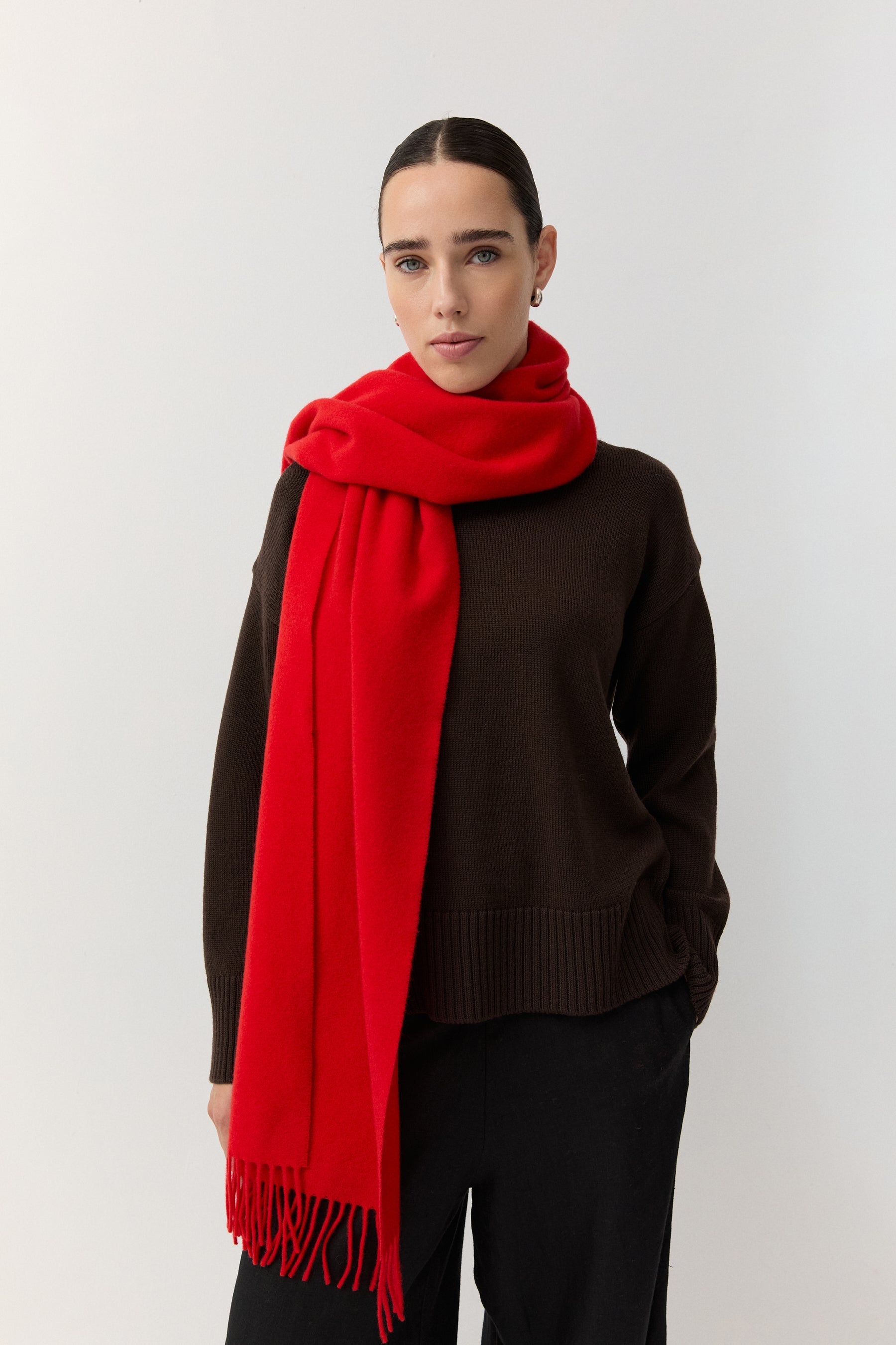 Woven Scarf Merino Bright Red